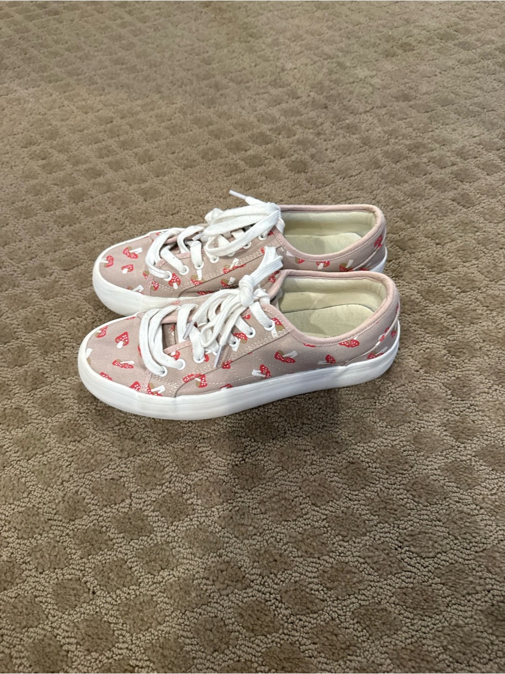 Sincerely Jules Pink Canvas Sneakers with Red Heart Print